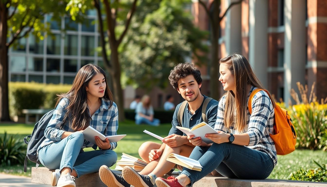 Student using a study guide to organize academic notes